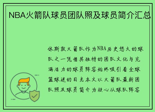 NBA火箭队球员团队照及球员简介汇总